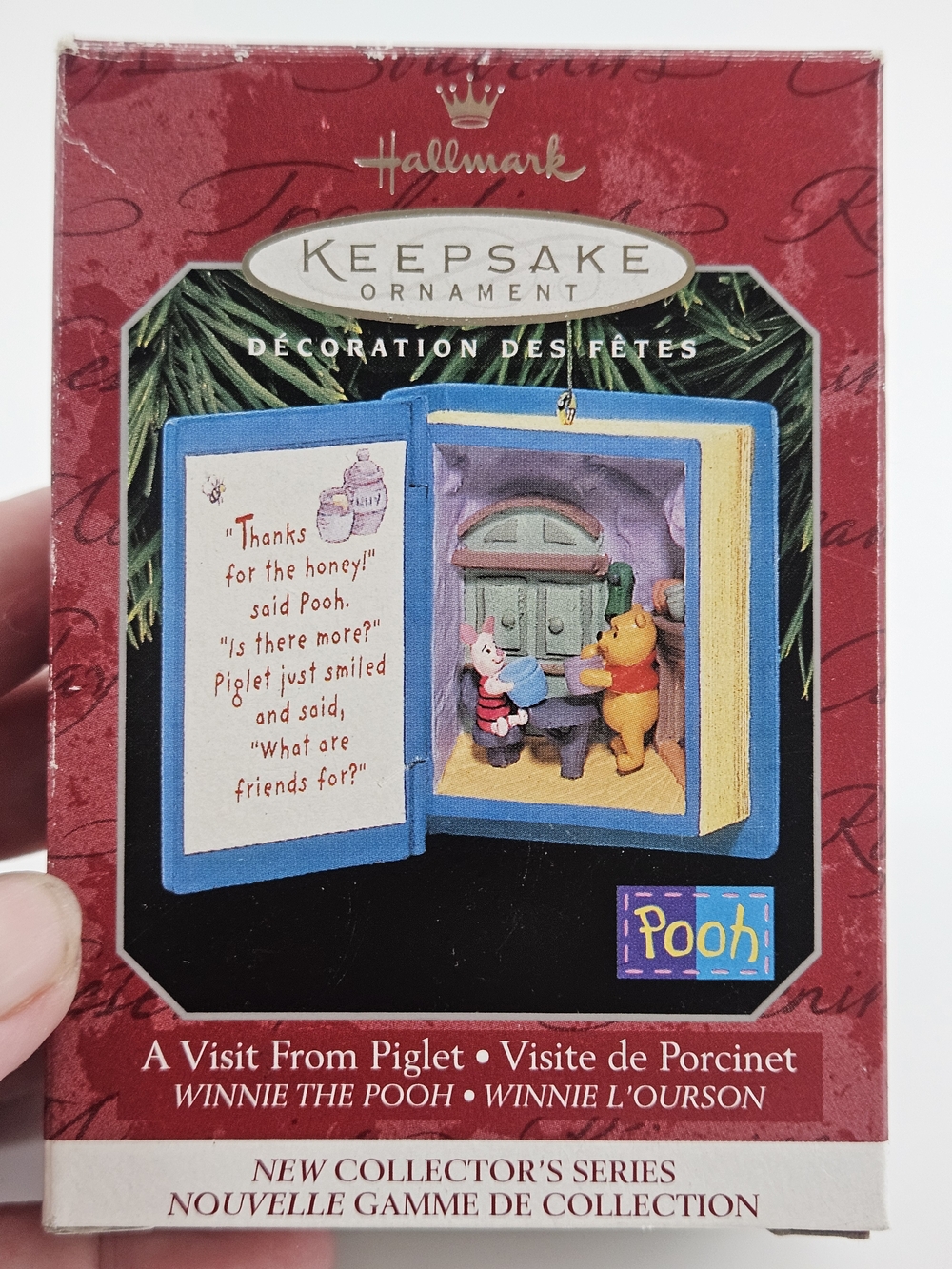 Hallmark Ornament A VISIT FROM PIGLET Winnie the Pooh Disney Book Opens 1998